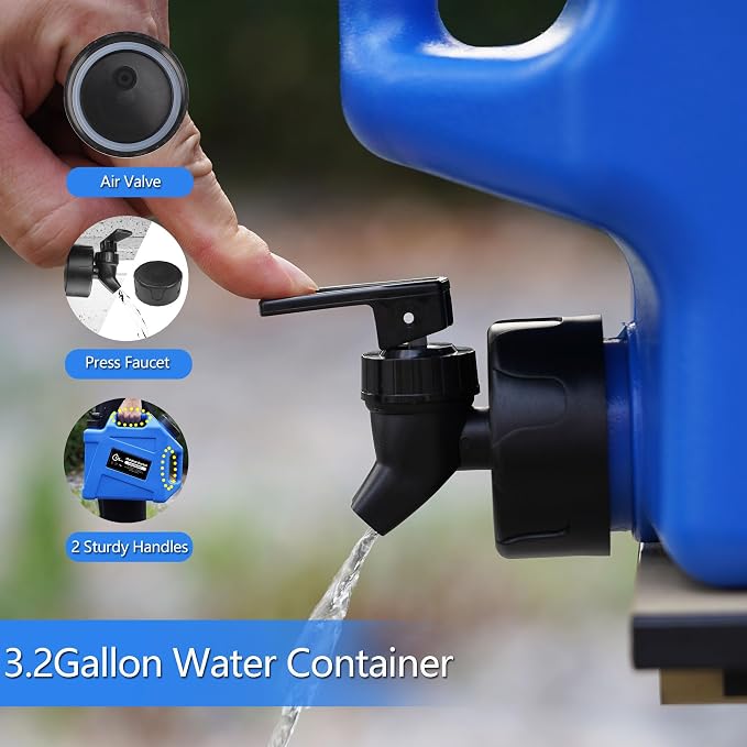 COOZMENT 3.2 Gallon/5 Gallon Water Containers with Spigot, BPA Free Water Jug, Military Green Water Tank, Multifunction Water Storage Containers for Camping Outdoor Hiking,Emergency Storage
