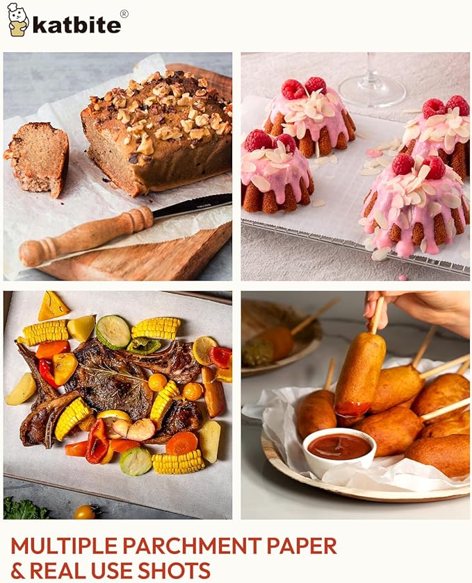 Katbite 350Pcs 9x13 In Parchment Paper Sheets, Heavy Duty White Baking Paper, Non-stick & Oil Proof for Oven, Air Fryer, Grilling, Steaming and Cooking Bread [Advanced Series]