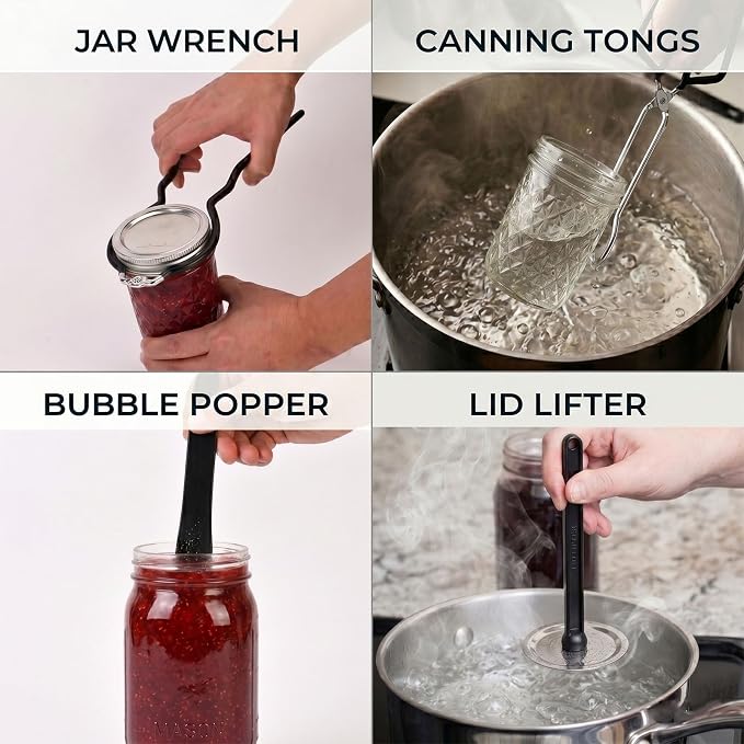 Canning Supplies Starter Kit Canner Tools for Water Bath and Pressure Canning Utensil Set includes Jar Lifter, Tongs, Funnel, Wrench, Lid Lifter for Beginners