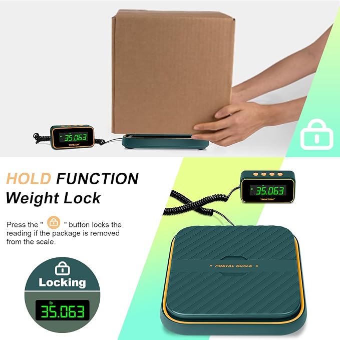 THINKSCALE Digital Shipping Scale 86lb x 0.1oz, Postal Scale | Separate LCD Display, Dual Flip-Up Platform, Tare & Hold, USB-C Charging & Battery Power for Packages & Small Business