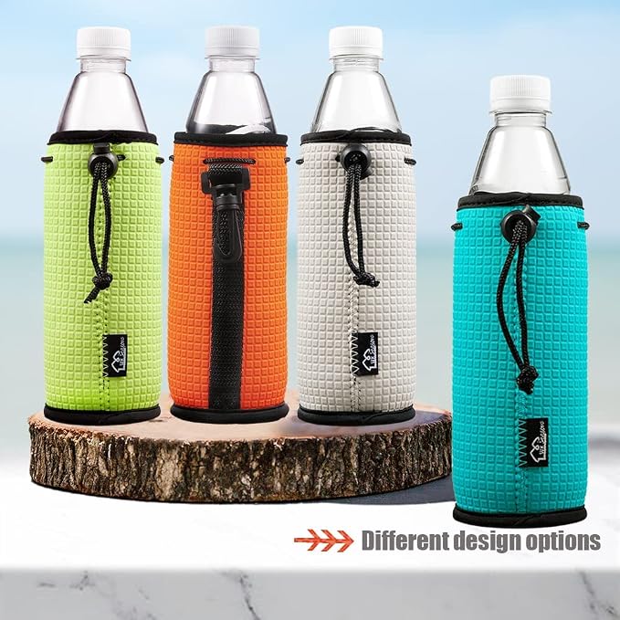 WKieason 16-18oz Neoprene Water Bottle Sleeves Insulators Beverage Berer Bottle Can Sleeves Covers Beer Bottle Coolers Holder Non-slip Neoprene Drink Coolier Sleeves 3PC Pack (Black/Blue/Yellow)