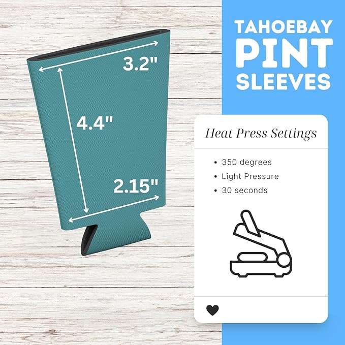 TahoeBay Blank Pint Glass Sleeves, Beer Coolers, 6-Pack, Teal | Insulating Foam Cooler, 16oz Collapsible Tapered Beverage Holder, Bar Cup Insulator for Transfer Vinyl, HTV, Sublimation, DTF