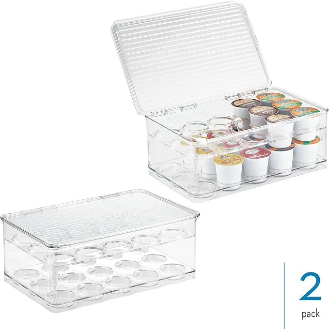 iDesign Stackable Coffee Pod Holder for K-Cup Pods, Set of 2, Clear | 29 K-Cup Capacity