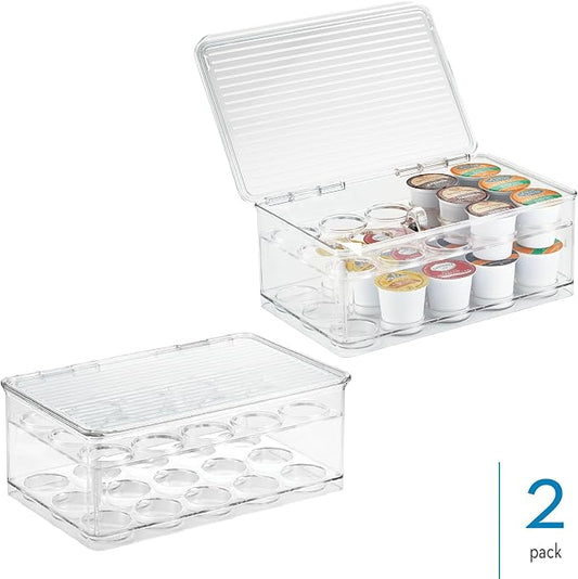 iDesign Stackable Coffee Pod Holder for K-Cup Pods, Set of 2, Clear | 29 K-Cup Capacity