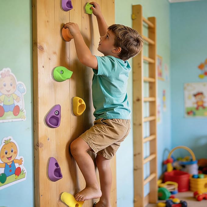 45 PCS Rock Climbing Wall for Kids,Rock Wall Climbing Holds,Adults Climbing Wall Grip Kits Holds Up to 230 lbs for Outdoor Indoor Home Playground Climbing Holds（Pastel Color）