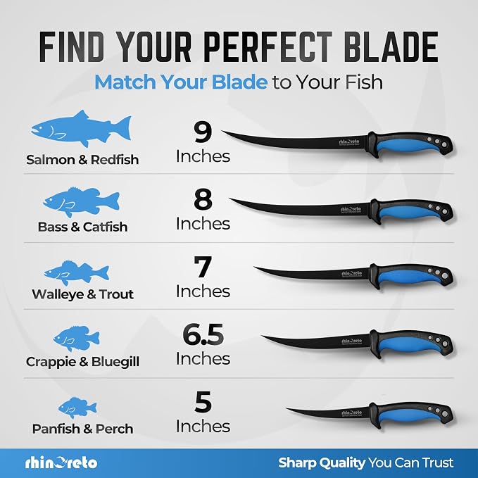 Rhinoreto Bait Knife - Razor Sharp G4116 German Stainless Steel Blade, 5 Inch Professional Filleting & Boning Knife with Non-Slip Handle, Protective Sheath & Sharpener