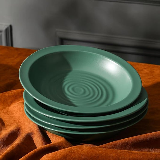 Stone Lain Orbit 4-Piece Pasta Bowl Set Stoneware, Green