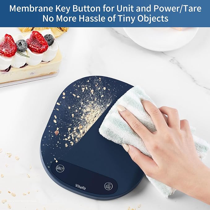 Vitafit 33lb/15kg Digital Food Scale in High Precision 0.1oz/1g, Our Own Kitchen Scale Professional Factory Since 2001, Home and Kitchen Essentials for Cooking and Baking, LED, 3 AAA Batteries, Blue
