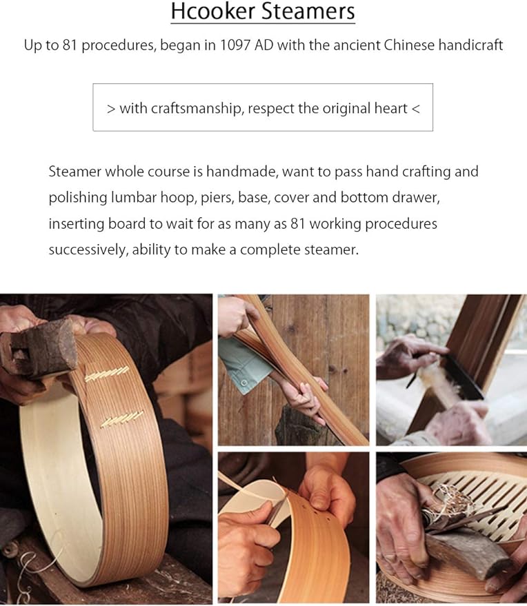 2-Tier Kitchen Bamboo Steamer with Stainless Steel Rings for Asian Cooking | Sauce Dish & 2-Chopsticks & 2 Liners | Buns Dumplings Vegetables Fish Rice