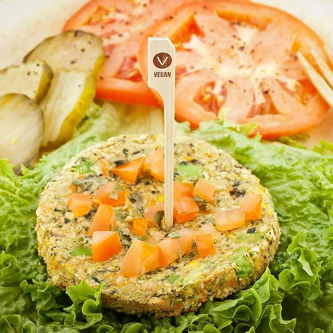 Restaurantware RW Smart 4 Inch Vegan Food Markers 1000 Disposable Bamboo Food Picks - Paddle Head Sturdy Bamboo Decorative Picks Sustainable For Serving Appetizers Desserts And Cocktails