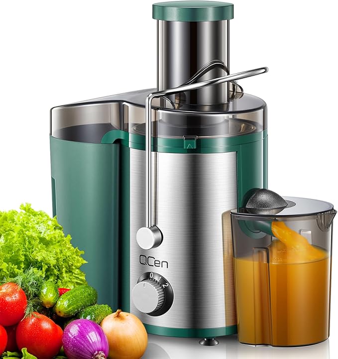 Juicer Machine 800W Centrifugal Juicer with Wide Mouth Feed Chute | For Fruits And Vegetables, Stainless Steel, BPA-Free Parts, Easy To Clean, Green, Fast Juice Extraction