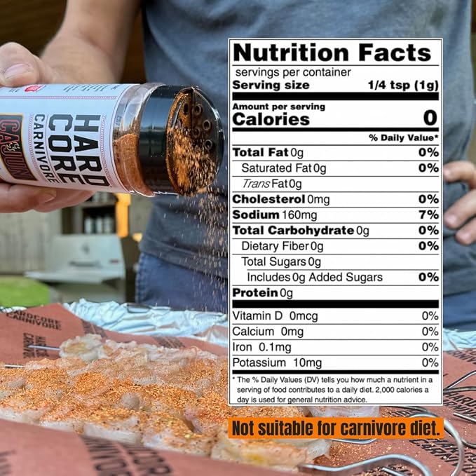 Hardcore Carnivore Cajun Seasoning for Gumbo, Jambalaya & Rice, 10.5oz | Bold chili, garlic & thyme deliver authentic Cajun flavor. Great on Chicken, Pork & Seafood. MSG Free & Gluten Free