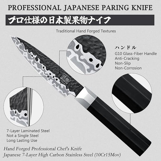 SHAN ZU Paring Knife 3.7 Inch, Japanese High Carbon Steel 10Cr15Mov Small Kitchen Knife, Ultra Sharp Fruit Knife with Ergonomic G10 Handle, Dishwasher Safe, Gifts for Women & Men