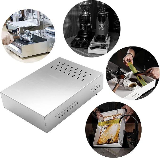 DIBTSA Espresso Knock Box Drawer, 2.5L Capacity Stainless Steel Detachable Coffee Ground Knock Container,For Home,Office,Restaurant and Coffee Shop (Silver)