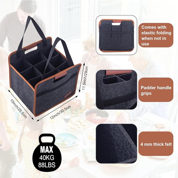 Foyego 9 Bottle Wine Tote Bag, Insulated Thermal Padded Wine Carrier Tote, Reusable Wine Bags for Travel, Camping and Picnic, Perfect Wine Lover Gift