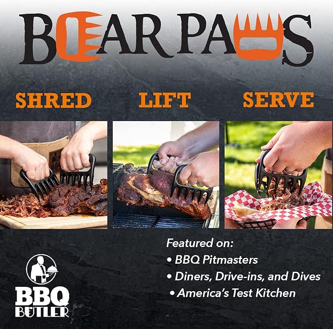 Bear Paws Meat Claws - The Original BBQ Meat Shredder Claws - Teal | Shredder Claws for Pulled Pork, USA Made - Easily Lift, Shred, Pull and Serve Pork, Chicken, Brisket and Turkey