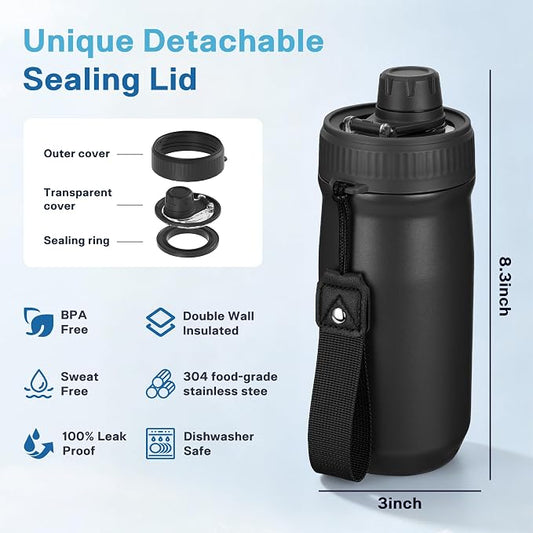 5 In 1 Beer Can Cooler Bottle Holder with Drinking Spout Lid for 12oz Regular, Slim Skinny Cans Bottles,Sealed Insulated Double Wall Vacuum Stainless Steel Can Keeps Your Drinks Cold(Black)