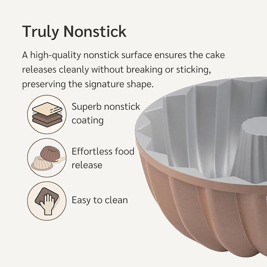HAPPIELS 10 Cup Fluted Tube Cake Pan Nonstick, PFOA Free Fluted Cake Pan for Baking, Pound Cake Mold for Oven, Cake Molds And Cake Pans, Tube Mold, Pound Tin (Classic)