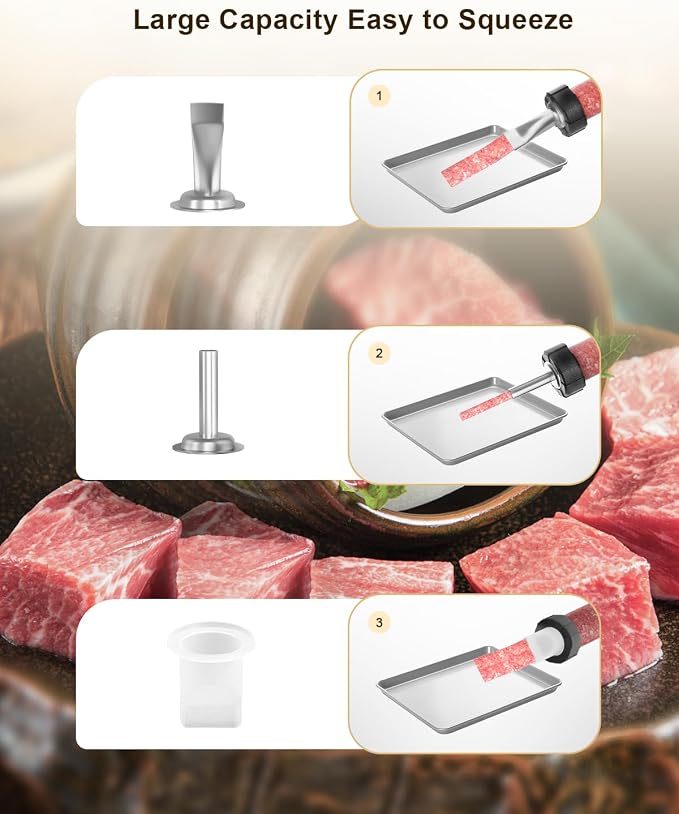 XINQIAO Beef Jerky Gun for Ground Meat, Plastic Jerky Cannon Comes with 3 Nozzles