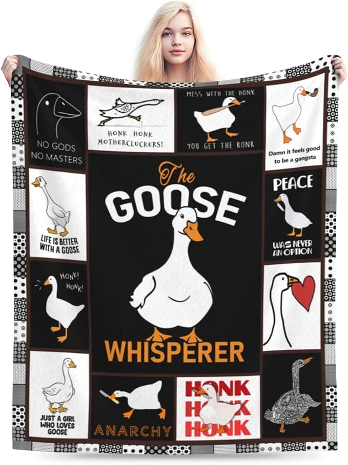 Funny Goose Blanket Soft Cozy Cute Goose Plush Throw Blanket Warm Lightweight Flannel Fuzzy Fleece Goose Stuff Animal Decor Blanket Gifts for Lovers Girls Boys Kids Adults Women Bed Travel 60"x80"
