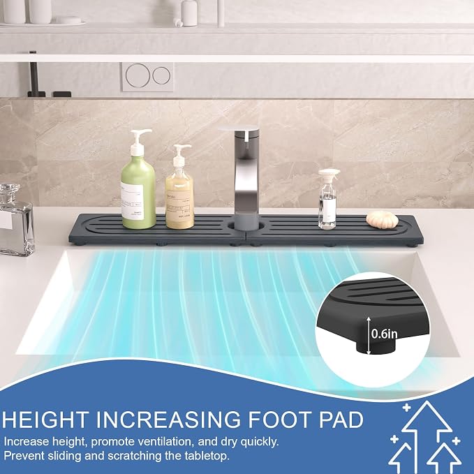 Kitchen Faucet Mat, Diatomite Sink Faucet Mat Splash Guard for Kitchen, Water Absorbing Stone Tray for Sink, Quick Drying Faucet Mat for Kitchen Sink, Absorbent Stone Drying Tray for Bathroom Counter