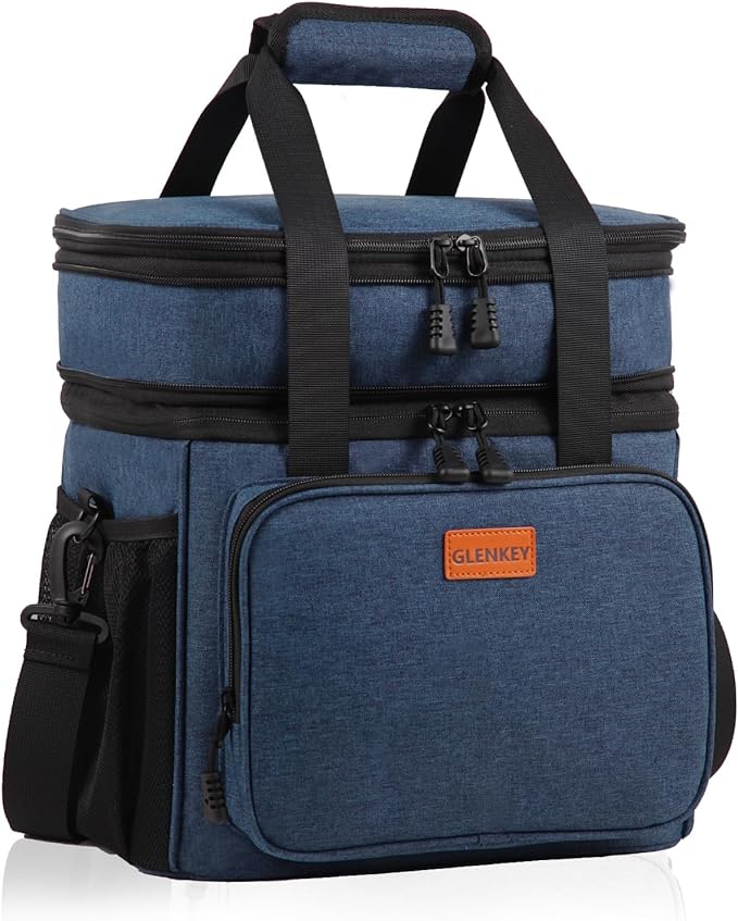Expandable Lunch Box Cooler Bag - Insulated Soft Lunch Bag for Men Women - Large Lunchbox for Adults Work Camping Outdoor Travel Blue 16L