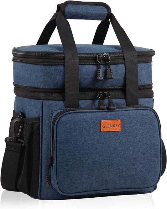 Expandable Lunch Box Cooler Bag - Insulated Soft Lunch Bag for Men Women - Large Lunchbox for Adults Work Camping Outdoor Travel Blue 16L