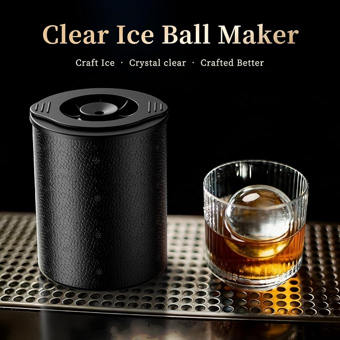 Clear Ice Ball Maker for Whiskey: 2.5" Crystal Clear Ice Maker - Large Silicone Ice Sphere Maker for Bourbon & Cocktails - Easy Release Ice Cube Maker for Home Bar(2PACK)