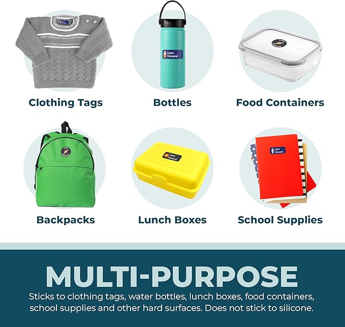Personalized Daycare Name Labels for Kids (130 Labels) - Custom Waterproof Name Stickers for Clothing Tags, Water Bottles, Lunch Boxes and School Supplies (Watermelon)