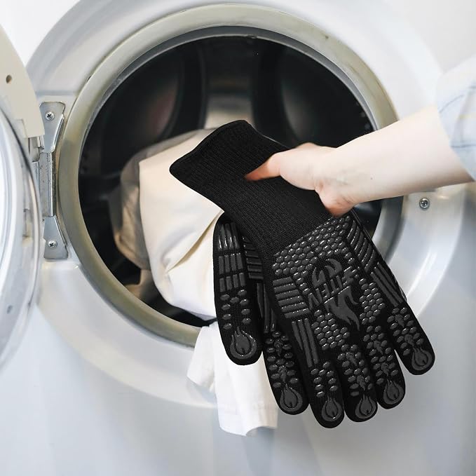BBQ Gloves, Oven Gloves, 1472°F Extreme Heat Resistant Barbecue Gloves, Silicone Non-Slip Oven Mitts, Kitchen for Cooking, Grilling, and Baking