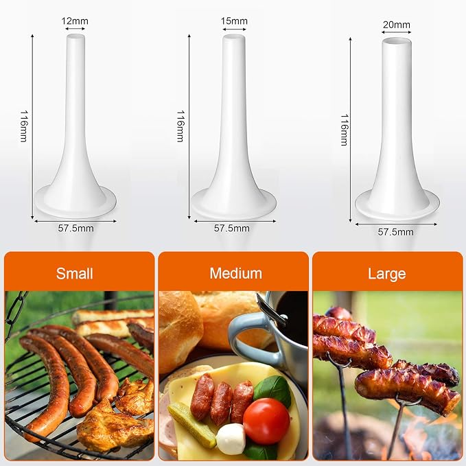 Mudder Sausage Stuffer Manual Maker Plastic Meat Filler Funnel Tubes Filling Tool for Hand Operated Food Grinder for Holiday Household Use