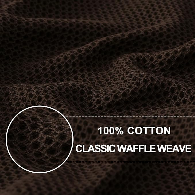 Homaxy 100% Cotton Waffle Weave Kitchen Towels, 5-Pack, Dark Brown | 13 x 28 Inches, Ultra Soft Absorbent Dish Towels, Quick Drying Cleaning Towels
