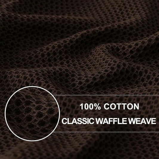 Homaxy 100% Cotton Waffle Weave Kitchen Dish Cloths, 4-Pack, Dark Brown | 12 x 12 Inches, Ultra Soft Absorbent Dish Towels, Quick Drying Dish Rags with Hanging Loop