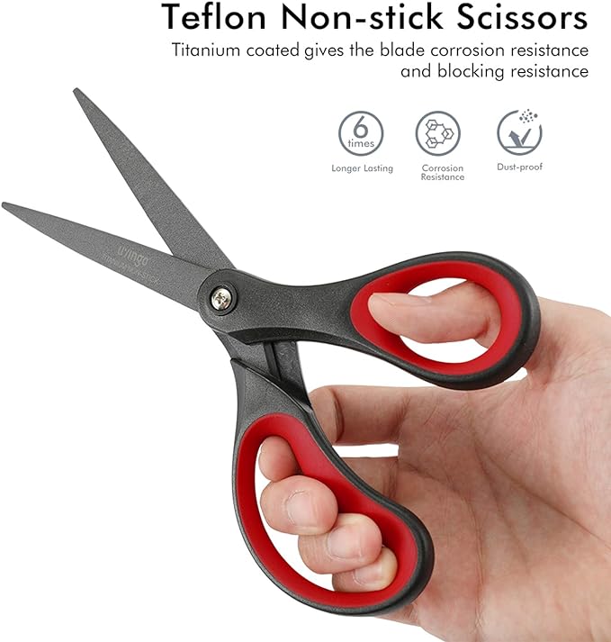 LIVINGO Scissors All Purpose Heavy Duty 8" Office Titanium Non Stick 2 Pack | Sharp Stainless Steel Blade, Comfort Grip Handle, DIY Craft, Paper Fabric Cutting, Home School Supplies