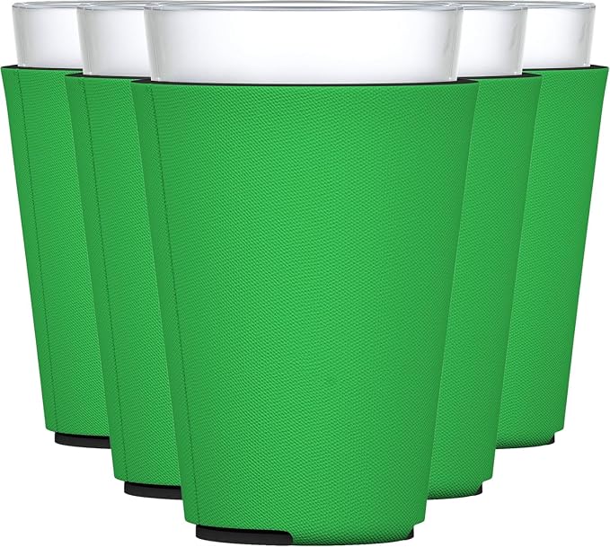 TahoeBay Blank Pint Glass Sleeves, Beer Coolers, 6-Pack, Kelly Green | Insulating Foam Cooler, 16oz Collapsible Tapered Beverage Holder, Bar Cup Insulator for Transfer Vinyl, HTV, Sublimation, DTF