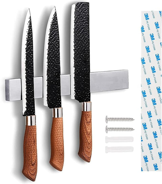 Enkrio 20 Inch Magnetic Knife Holder for Wall - Upgraded Stainless Steel Knife Magnetic Strip No Drilling with 3M Type, Magnet Knife Strip Bar Rack for Kitchen Utensil & Tool Holder