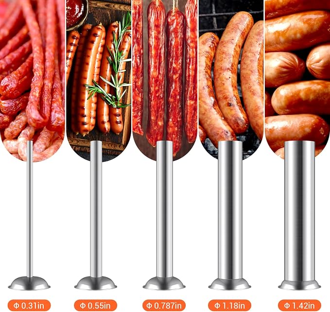 11LBS/5L Manual Sausage Stuffer, Professional Stainless Steel Sausages Maker & Filler Kit with 2 Speed, 5 Stuffing Tubes, Vertical Meat Stuffers for Home Kitchen, Commercial Use