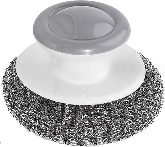 24Pack Steel Wool Scrubber with Handle, Stainless Steel Scrubber for Cleaning Cast Iron, Dishes, Stock Pots, Pans, Griddles, Grills