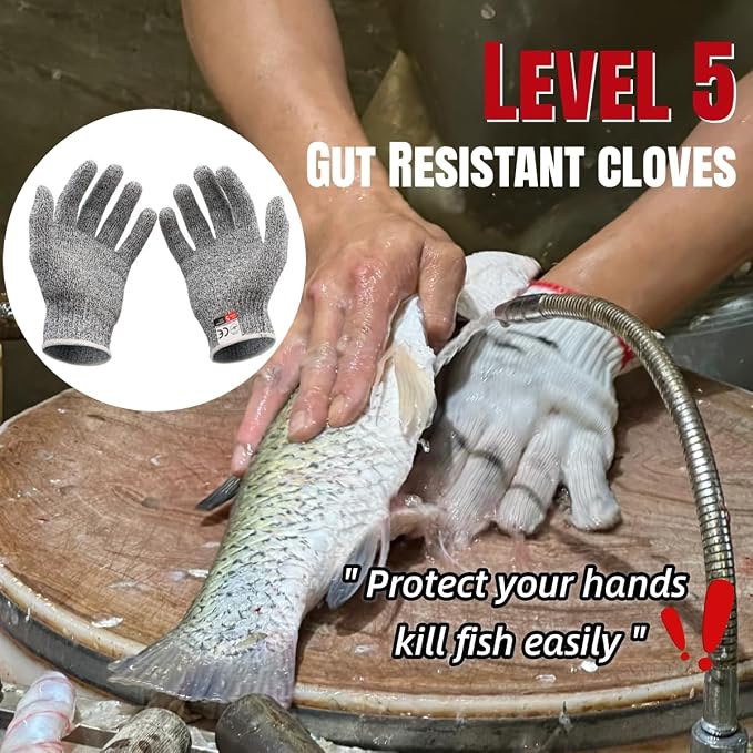 Fishing Knife Set, Fish Cleaning Kit, Filet Knife for Fish, Fish Scale Cleaning Brush, Multi-Functional Scissors, Gloves, Fishbone Tweezers, Storage Bag,Fishing Accessories,Fishing Tool Kit