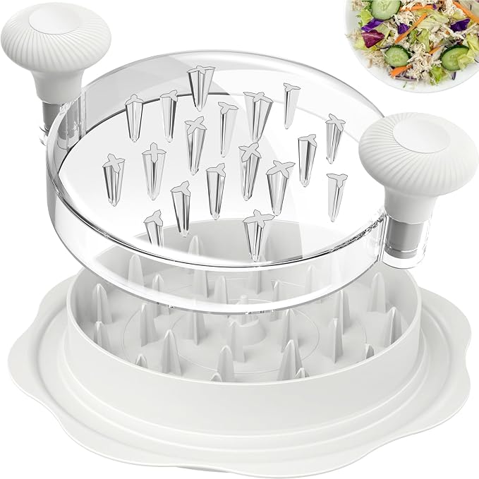 Ukeetap 10" Pro Chicken Shredder Tool Twist Large for Kitchen, White | BPA-Free Food-Safe Meat Grinder, Visible Chicken Breast Meat Shredder with Strong Anti-Slip Bottom & Ergonomic Handle