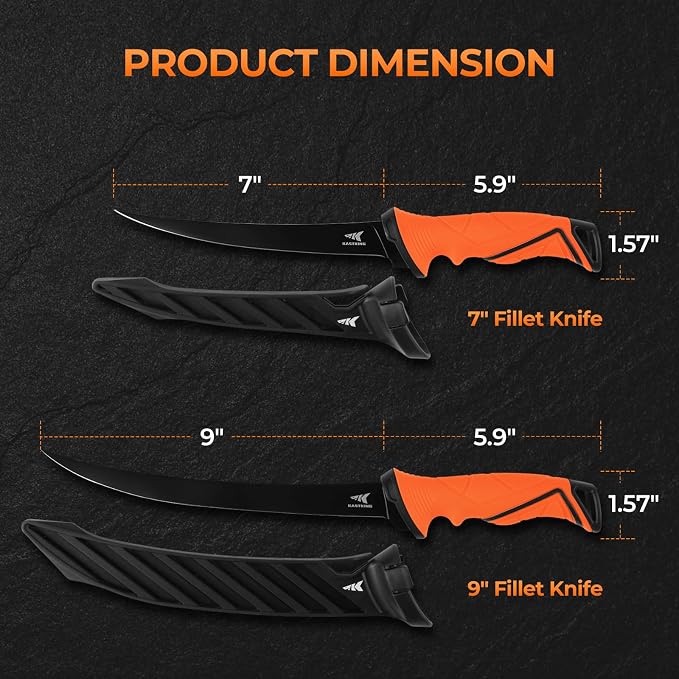 KastKing Paradox Fishing Fillet Knife Kit, 7" and 9" | G4116 German Stainless Steel, Non-Slip Handles, Corrosion-Resistant, Sheath Included, Fresh & Saltwater, Great Fishing Gifts