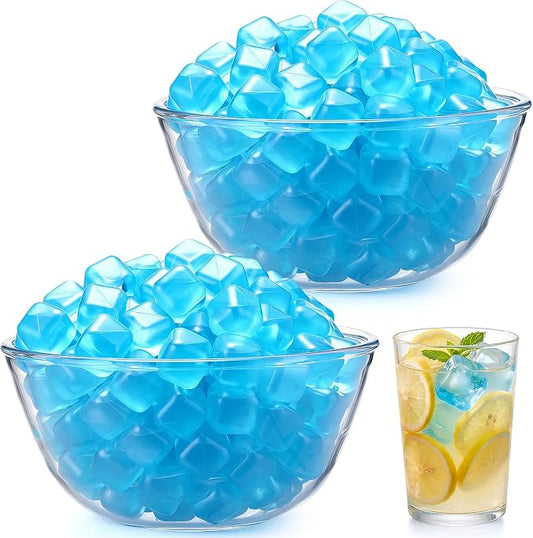 320 Pcs 10lb Reusable Ice Cubes for Drinks Plastic Ice Cube Refreezable Without Diluting Frozen to Keep Drink Cool Longer for Coffee Cocktails Whiskey Wine Bar Party Camping (Square,Blue)