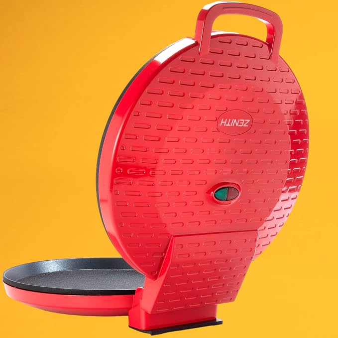 Zenith Versa Grill Non-Stick Pizza Maker Machine For Home, Calzone Maker, Pizza Oven Converts to Electric indoor Grill, Second Generation, Red