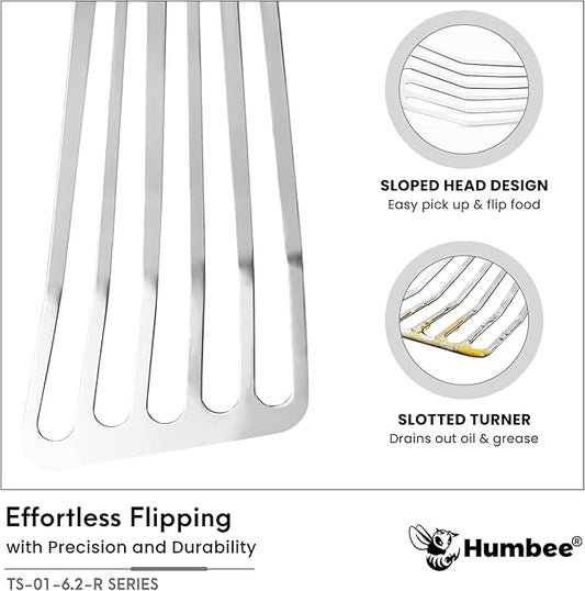 6 Inches Fish Turner, Slotted Fish Spatula Dishwasher Safe NSF, Shovel Brown