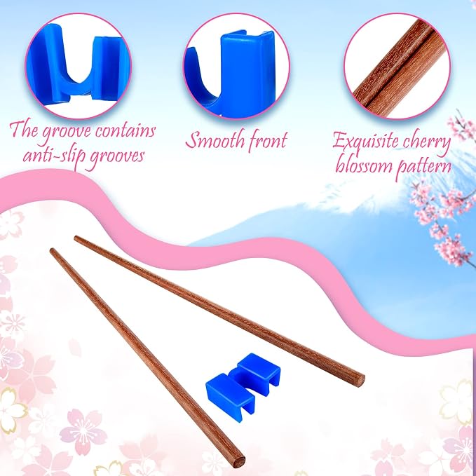 5 Pairs Reusable Chopsticks Helpers Training Chopstick for Beginner Replaceable Practice Chopsticks Non-slip Training Chopstick for Adults Learner(Wood,Khaki)