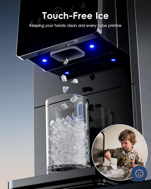 ecozy Nugget Ice Makers Dispenser 40 lbs Per Day Pebble Sonic Ice Machine Countertop, Touch-Free Ice, Self-Cleaning, Mistalo Drop Slim for Home Kitchen Office