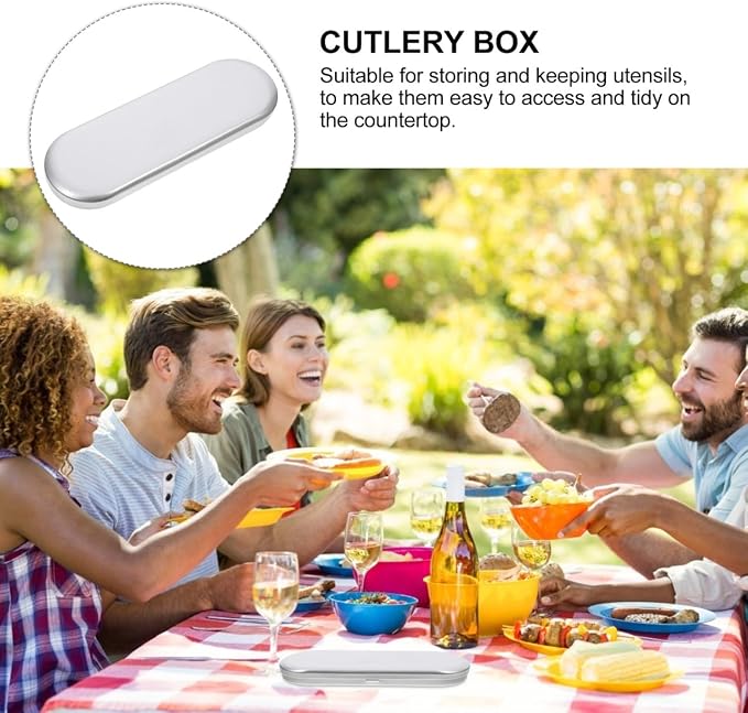Metal Cutlery Box Travel Tableware Box Portable Silverware Storage Case Chopsticks Spoon Fork Utensils Storage