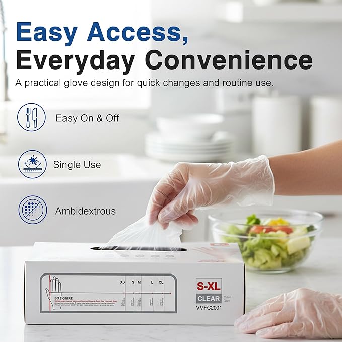 Schneider Clear Vinyl Exam Gloves, Latex-Free, Disposable Medical Gloves, Cleaning Gloves, Food Safe, Powder-Free, 4 mil