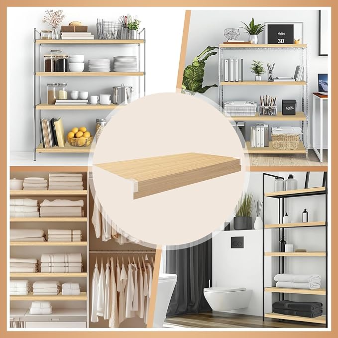 5 Pcs Wire Rack Covers 35x12x3 inch PVC Pantry Shelf Cover 0.31 inch Thick Removable Closet Wire Rack Shelf Covers,Decoration Kitchen Bathroom Office Shelving (Wood Color,35x12x3 inch)