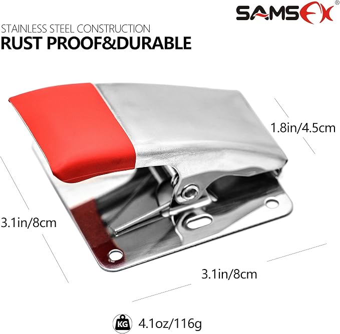 Fish Cleaning Board Tools Fillet Clamp w/Screws Deep-Jaw Fish Tail Clip Board for Scaling Table Bait (Fish Clamps with Red Grip)
